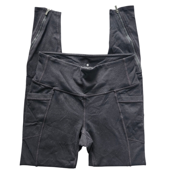 Athleta Black Pocket Leggings With Ankle Zippers - Picture 3 of 5